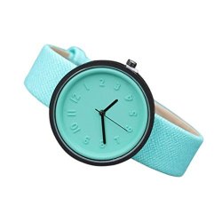 Wrist Watch Autumnfall Women Men Simple Fashion Number Watches Quartz Canvas Strap Watch Mint Green
