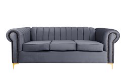 Latina 3 Seater Stripe Couch - Grey