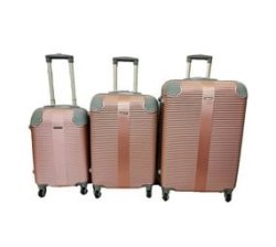 Abs 3PC Luggage Sets -hardshell Lightweight Durable Suitcase With Spinner Wheels Rose Gold