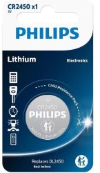 Philips CR2450 Lithium Button Battery - 3V