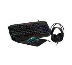 VX Gaming 4-IN-1 Gaming Set With Wired Metal-finished Gaming Keyboard Gaming Mouse Non-slip Mousepad And Gaming Headset - Heracles Series