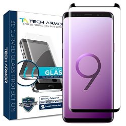 Samsung Galaxy S9 Glass Screen Protector From Tech Armor 3D Curved Ballistic Glass Case-friendly Black - 1-PACK