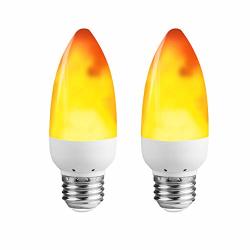 Ledera LED Flame Light Bulb 2 Pack E26 LED Flickering Flame Effect Light 1600K Emulation Candelabra Bulb For Decoration