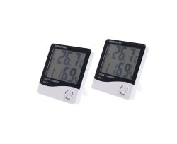 Digital Indoor Thermometer Temperature Humidity Clock Black