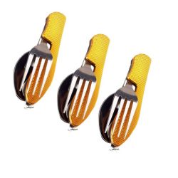 Camping Cutlery Spork Multi-tool Set Of 3 Gold