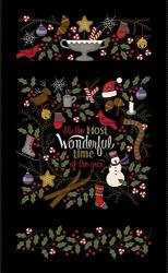 Most Wonderful Time Christmas Flannel Panel By Bonnie Sullivan For Maywood Studios F9210-J - 27" X 42