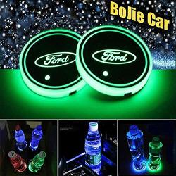 Technology Honghou For Ford LED Car Cup Holder Lamp Car Logo Coaster With 7 Colors Replaceable USB Charging Pad Ambient Light Lamp With Glowing
