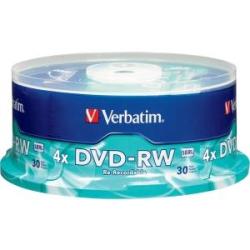 Verbatim DVD+RW 4.7GB 4X With Branded Surface - 30PK Spindle