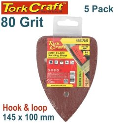 Tork Craft Sanding Tri - 80 Grit 145 X 145 X 100MM 5 PACK For Tcms Hook And Loop ABR37080