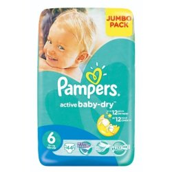 Pampers Active Baby-Dry 44 Nappies Size 6 Jumbo Pack