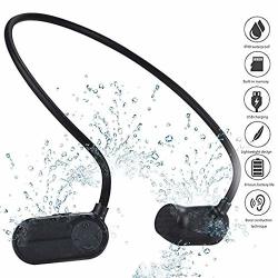 32G MP3 With Earphone Techcode IPX8 Waterproof Sport MP3 Player With Headset Hifi Stereo Sound Earphone Music Player Rechargeable Earbuds For Running Gym Swimming