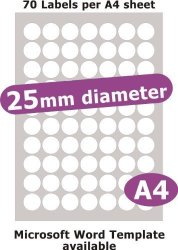 Minilabel 25MM Diameter Round 350 Labels Photo Inkjet Printer Stickers 5 A4 Sheets
