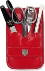 Kellermann Manicure Set Faux Leather Premium Red Case 58831 P N 5 Piece