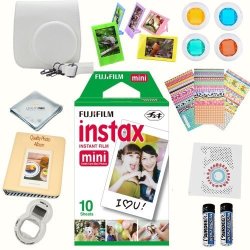 Fujifilm Instax MINI 8 Accessories Kit White Includes - Instant Film 10 Pack + Deluxe Bundle For Fujifilm Instax MINI 8 Cameras