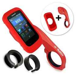 Tuff-luv 3 In 1 Combo Silicone Gel Skin Case And Screen Cover For Garmin Edge 1000 With Out-front Handlebar Mount - Red