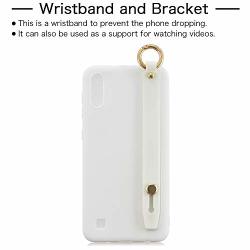 Redcolourful For Samsung A10 Simple Solid Color Chic Wrist Rope Matte Tpu Anti-scratch Non-slip Protective Cover Back Case 2 White For Consumerelectronics