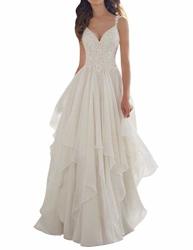 Jaeden Wedding Dress Lace Bridal Dresses Beach Ruffles A Line Wedding Gown With Straps Ivory