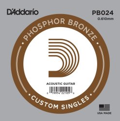 D'addario Pb024 Phosphor Bronze Wound Single Acoustic Guitar Single String - .024