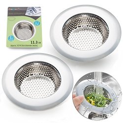 Fengbao 2PCS Kitchen Sink Strainer - Stainless Steel Large Wide Rim 4.5 Diameter