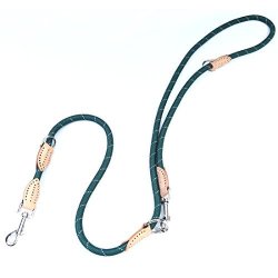 Petscaptain Double Head 6-WAY Multi-functional 0.5" Diameter Heavy Duty Rope Dog Leash 3 Different Length Leash 42" 54" Or 72" Quick Tie-off Hands-free Or Double Dog Leash Green PSC-L0538GRN