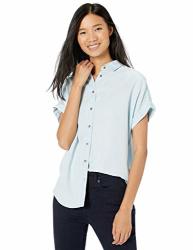 Amazon Brand - Goodthreads Women S Relaxed Fit Tencel Short-sleeve Shirt Bleach Wash XL