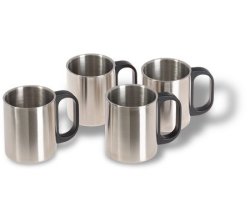 Set Of 4 Metal Mugs - Stainless Steel