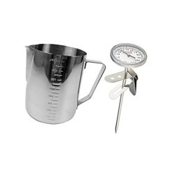 Jili Online 900ML Stainless Steel Milk Pitcher Measuring Scale Jug Thermometer Frother