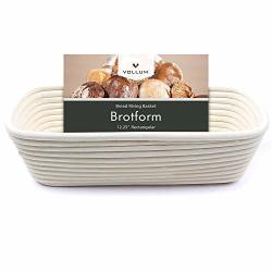 Vollum Bread Proofing Basket Banneton Baking Supplies For Beginners & Professional Bakers Handwoven Rattan Cane Bread Maker For Artisan Breads 12.25 X 6 X 3.5 Inch 2-POUND Rectangular Brotform