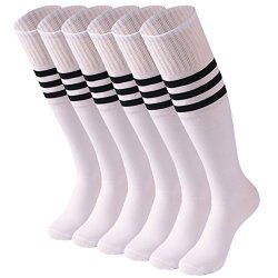 Football Socks Socksdaze Mens Womens Moisture Wicking Long Tube Solid Stripe Design Boots Soccer Athletic Sports Knee High Socks 6 Pack