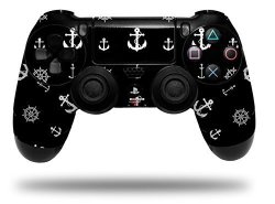 Vinyl Skin Wrap For Sony PS4 Dualshock Controller Nautical Anchors Away 02 Black Controller Not Included