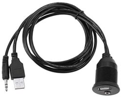 Davitu Cables Adapters & Sockets 1 Pc Auto Car Dashboard Moto Flush Mount Panel USB 2.0 M/F 3.5mm AUX Lead Extension Cable 