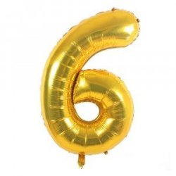 - 12 Inch Air-filled Gold Foil Balloon NO.6 Single Item