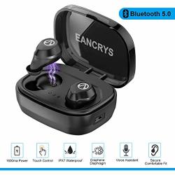 Eancrys True Wireless Earbuds IPX7 Waterproof MINI In-ear Sports Earphones Bluetooth 5.0 Touch Control Stereo Earbuds Compatible High Capacity 1600MAH Charging Case Built-in MIC For Phones