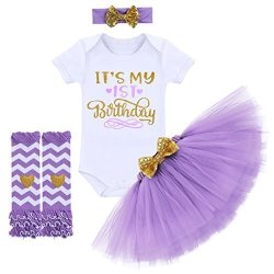 Its My 1ST 2ND Birthday Outfit Baby Girl Romper Tutu Skirt Glitter Sequin Bowknot Headband Leg Warmers Clothes 4PCS Set Cake Smash Photography