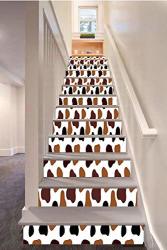 Sosung Cow Print 3D Stair Riser Stickers Removable Wall Murals Stickers Cow Skin Animal Abstract Spots Milk Dalmatian Barnyard Camouflage Dots For Home Decor