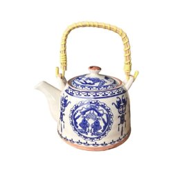 Ceramic Chinese Tea Pot - Blue Two Fish