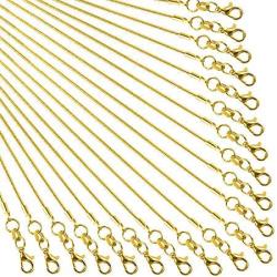 Tecunite 24 Pack Gold Plated Diy Snake Chain Necklace With Clasp For Jewelry Making 1.2 Mm 24 Inches