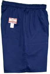Men's Elastic Waistband 3 Pockets Cotton Twill Solid Shorts In Navy Blue - 4X