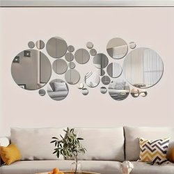 32PCS Modern Acrylic 3D Mirror Wall Decals - Self-adhesive No Power Needed - Perfect For Bedroom Living Room Dorm & Office Aesthetics