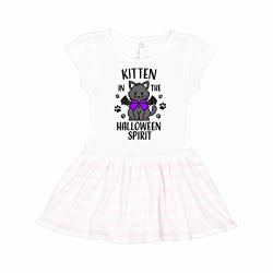 Inktastic Kitten In The Halloween Spirit Toddler Dress 4T White And Pink 31726