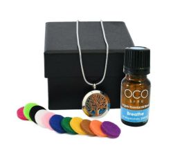 Oco Life Tree Of Life Diffuser Pendant And Chain With Breathe Essential Oil