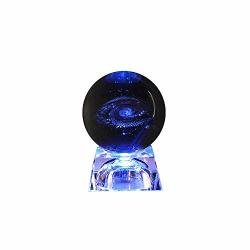 Yunhigh Solar System Crystal Ball With Lighting Base 3d Laser Engraved Galaxy Crystal Ball Table Lamp Glass Sphere Decorative Planet Miniatures Office