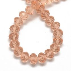 Czech - Crystal Glass Quartz - Faceted - Glass Beads - Rondelle - Salmon Pink - 10MM - Sold Per Bead