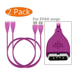 Fitbit Surge Charger Kingacc Replacement USB Charging Cable Cord Charger Adapter For Fitbit Surge Fitness Wristband Smart Watch 3.3FOOT 1METER 2-PACK Purple