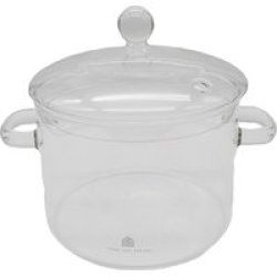@home Tempered Glass Pot With Two Curved Side Handles