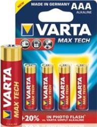 Varta Max Tech 4x Aaa Size Alkaline Batteries 1120 Mah 1.5v Iec Lr03 - 4 Pack