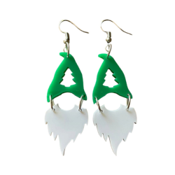 Christmas Gnome Green Perspex Earrings