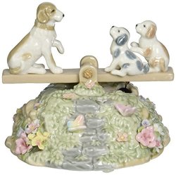 Cosmos SA49112 Fine Porcelain Puppies On Seesaw Musical Figurine 4-1 4-INCH