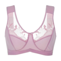 Women's Soft Cups Embroibered Wireless Full Coverage Minimizer Bra Size 34-44 B... - Pink04 B 34