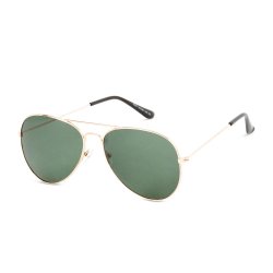 Gold Aviator With Green Lenses Sunglasses
